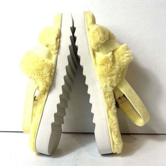 Koolaburra UGG Furry Sling Back Womens Sz 11 Slipper Sandals Yellow Faux Fur New - Picture 6 of 11